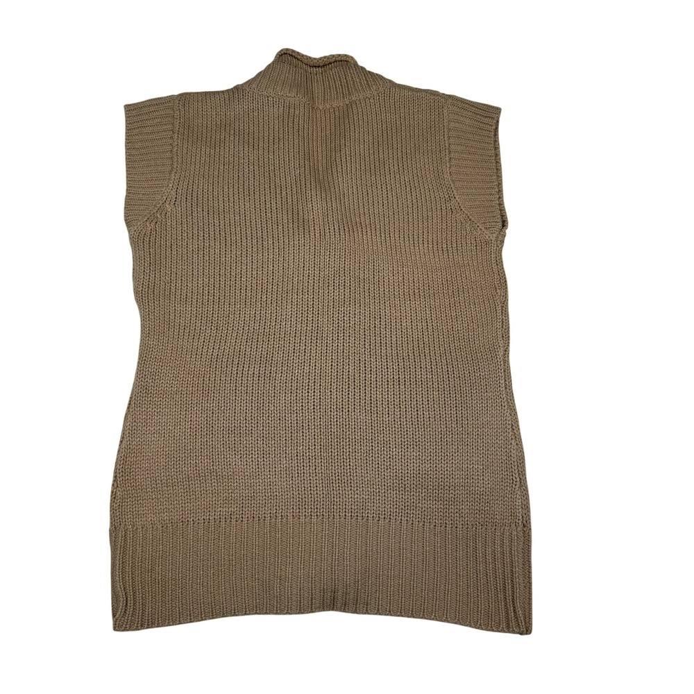VTG Contact NY Camel Cable Chuncky Fisherman Academia Knit Button Front Vest M - Picture 3 of 6